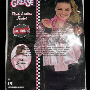 Grease Pink Ladies Jacket Costume Zip Satin Adult Standard Size Up To 12 S,M,L